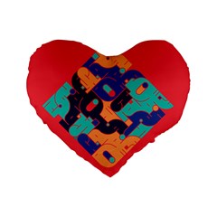 Plaid Red Sign Orange Blue Standard 16  Premium Flano Heart Shape Cushions by Mariart