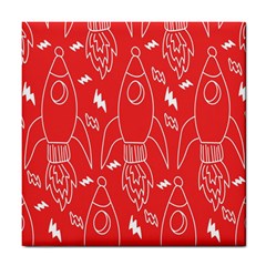 Moon Red Rocket Space Tile Coasters by Mariart