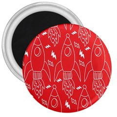 Moon Red Rocket Space 3  Magnets by Mariart