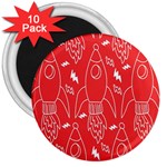 Moon Red Rocket Space 3  Magnets (10 pack)  Front