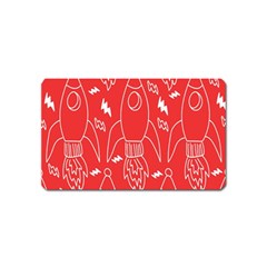 Moon Red Rocket Space Magnet (name Card) by Mariart