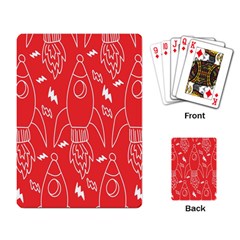 Moon Red Rocket Space Playing Card by Mariart