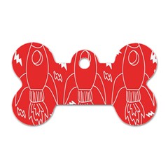 Moon Red Rocket Space Dog Tag Bone (two Sides) by Mariart