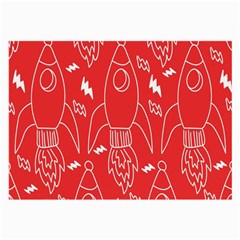 Moon Red Rocket Space Large Glasses Cloth (2-side) by Mariart