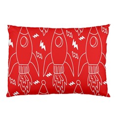 Moon Red Rocket Space Pillow Case by Mariart