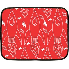 Moon Red Rocket Space Double Sided Fleece Blanket (mini)  by Mariart