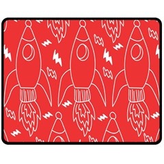 Moon Red Rocket Space Fleece Blanket (medium)  by Mariart