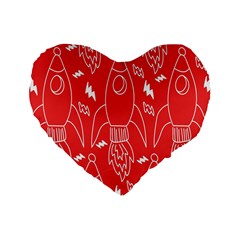 Moon Red Rocket Space Standard 16  Premium Heart Shape Cushions by Mariart