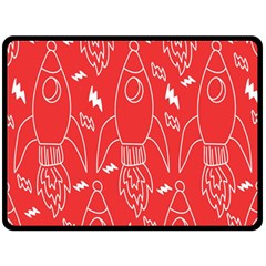 Moon Red Rocket Space Double Sided Fleece Blanket (large)  by Mariart