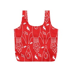 Moon Red Rocket Space Full Print Recycle Bags (s)  by Mariart