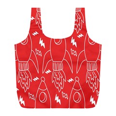 Moon Red Rocket Space Full Print Recycle Bags (l)  by Mariart