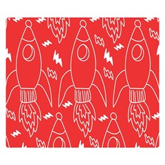 Moon Red Rocket Space Double Sided Flano Blanket (small)  by Mariart