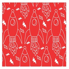 Moon Red Rocket Space Large Satin Scarf (square) by Mariart