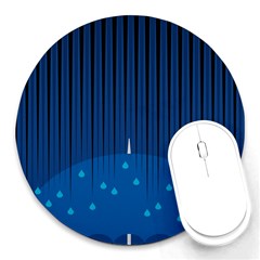 Rain Blue Sky Water Black Line Round Mousepads