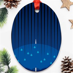 Rain Blue Sky Water Black Line Ornament (oval) by Mariart