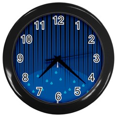 Rain Blue Sky Water Black Line Wall Clocks (black) by Mariart