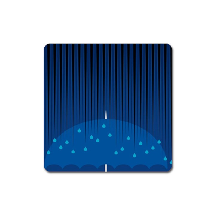 Rain Blue Sky Water Black Line Square Magnet