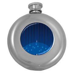 Rain Blue Sky Water Black Line Round Hip Flask (5 Oz) by Mariart