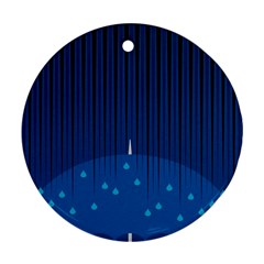 Rain Blue Sky Water Black Line Round Ornament (two Sides) by Mariart