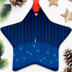 Rain Blue Sky Water Black Line Star Ornament (two Sides) by Mariart