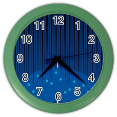 Rain Blue Sky Water Black Line Color Wall Clocks by Mariart