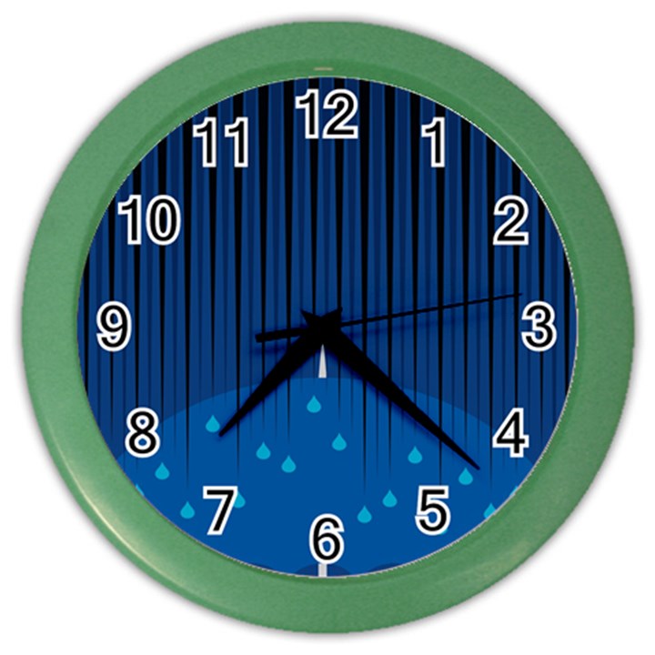 Rain Blue Sky Water Black Line Color Wall Clocks