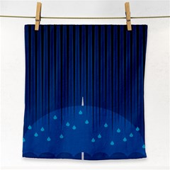 Rain Blue Sky Water Black Line Face Towel by Mariart