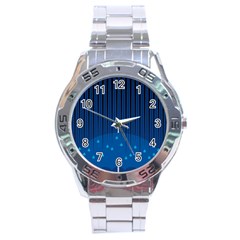 Rain Blue Sky Water Black Line Stainless Steel Analogue Watch by Mariart