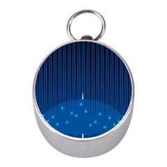 Rain Blue Sky Water Black Line Mini Silver Compasses by Mariart