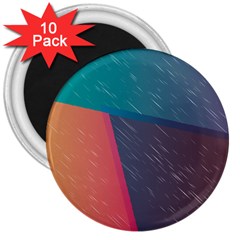 Modern Minimalist Abstract Colorful Vintage Adobe Illustrator Blue Red Orange Pink Purple Rainbow 3  Magnets (10 Pack) 