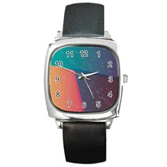 Modern Minimalist Abstract Colorful Vintage Adobe Illustrator Blue Red Orange Pink Purple Rainbow Square Metal Watch by Mariart