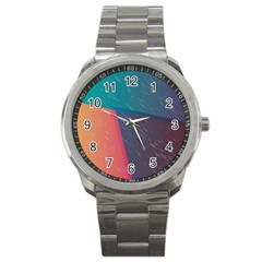 Modern Minimalist Abstract Colorful Vintage Adobe Illustrator Blue Red Orange Pink Purple Rainbow Sport Metal Watch by Mariart