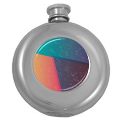 Modern Minimalist Abstract Colorful Vintage Adobe Illustrator Blue Red Orange Pink Purple Rainbow Round Hip Flask (5 Oz) by Mariart