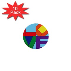 Rainbow Love 1  Mini Buttons (10 Pack)  by Mariart