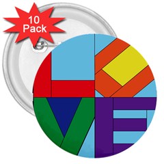 Rainbow Love 3  Buttons (10 Pack) 