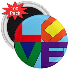 Rainbow Love 3  Magnets (100 Pack) by Mariart