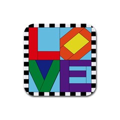 Rainbow Love Rubber Square Coaster (4 Pack) 