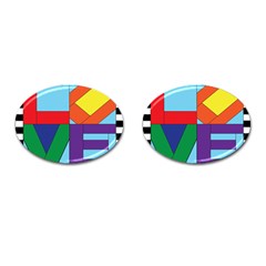 Rainbow Love Cufflinks (oval) by Mariart