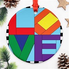 Rainbow Love Round Ornament (two Sides) by Mariart