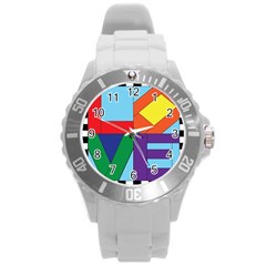 Rainbow Love Round Plastic Sport Watch (l) by Mariart