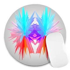 Poly Symmetry Spot Paint Rainbow Round Mousepads by Mariart