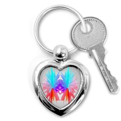 Poly Symmetry Spot Paint Rainbow Key Chains (heart)  by Mariart