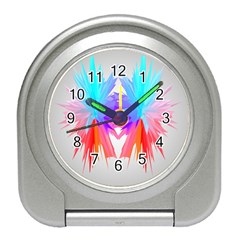 Poly Symmetry Spot Paint Rainbow Travel Alarm Clocks by Mariart