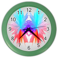 Poly Symmetry Spot Paint Rainbow Color Wall Clocks by Mariart