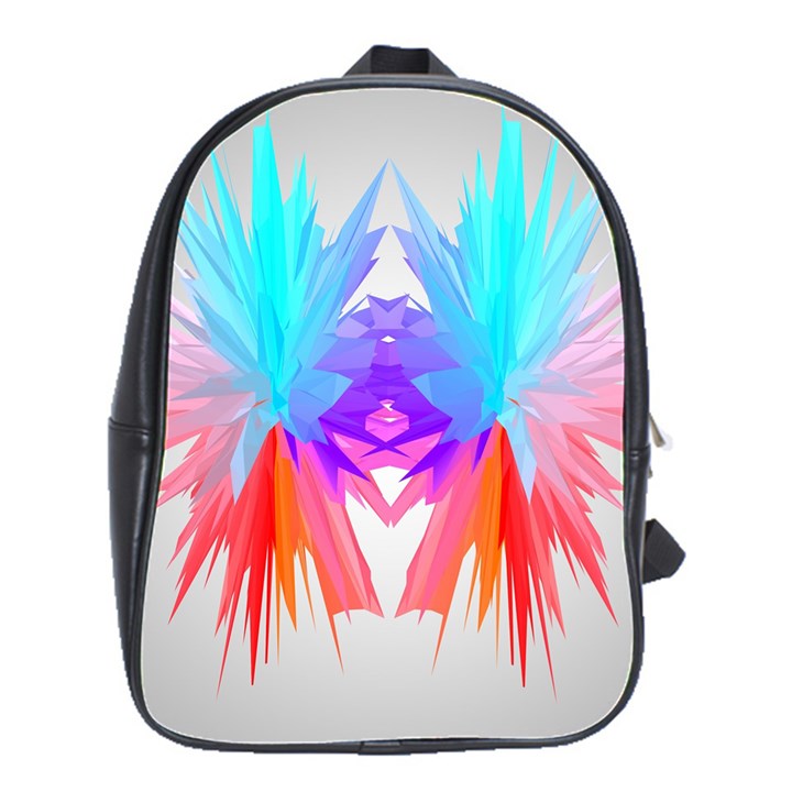 Poly Symmetry Spot Paint Rainbow School Bags(Large) 