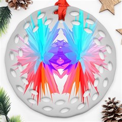 Poly Symmetry Spot Paint Rainbow Ornament (round Filigree)