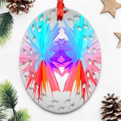 Poly Symmetry Spot Paint Rainbow Oval Filigree Ornament (two Sides) by Mariart