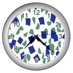 Scatter Geometric Brush Blue Gray Wall Clocks (Silver)  Front