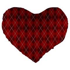 Plaid Pattern Large 19  Premium Flano Heart Shape Cushions by Valentinaart