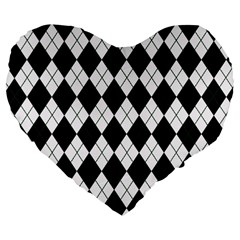 Plaid Pattern Large 19  Premium Flano Heart Shape Cushions by Valentinaart